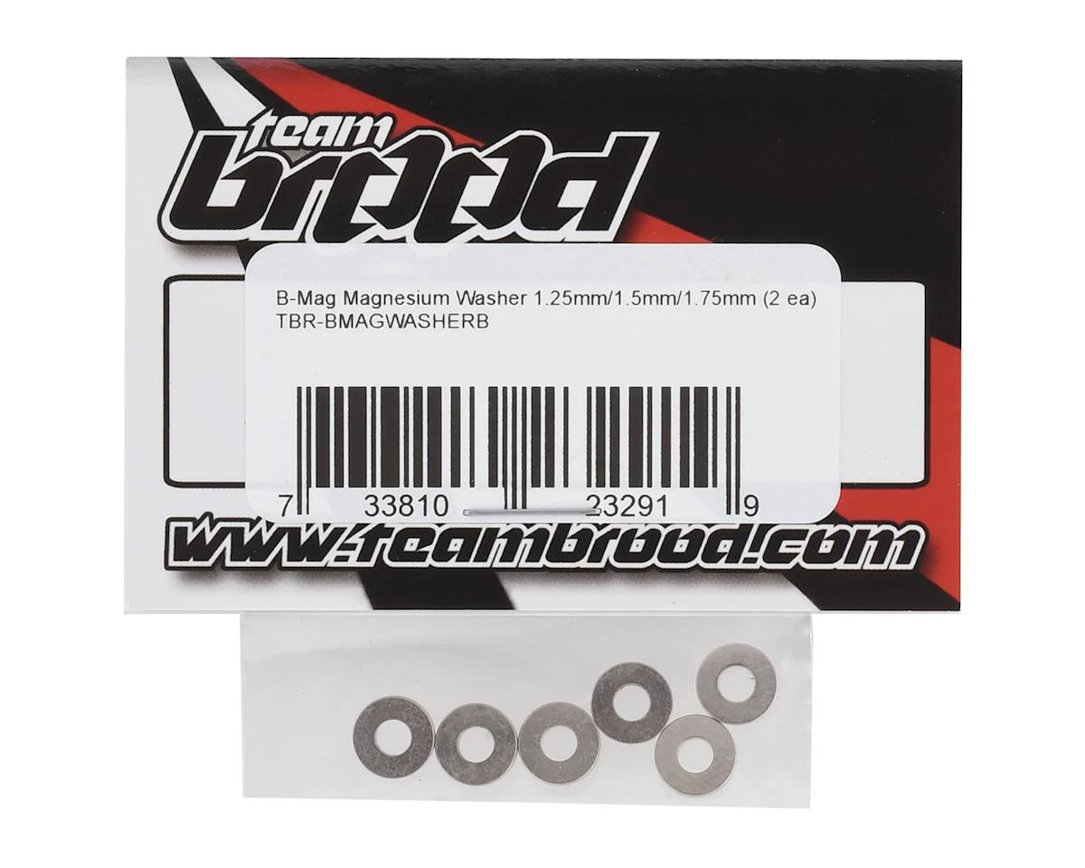 Team Brood B-Mag 1.25mm/1.5mm/1.75mm Magnesium "B" Washer Set (6) 4 Team Brood B-Mag 1.25mm/1.5mm/1.75mm Magnesium "B" Washer Set (6) - Image 2
