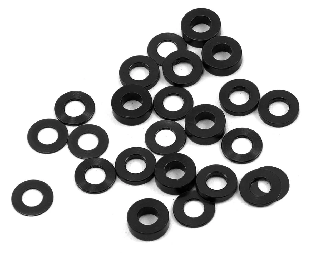 Trinity 3mm Aluminum Ball Stud Shims (Black) (24) 0.25mm, 0.5mm, 1.0mm & 2.0mm 3 Trinity 3mm Aluminum Ball Stud Shims (Black) (24) 0.25mm, 0.5mm, 1.0mm & 2.0mm